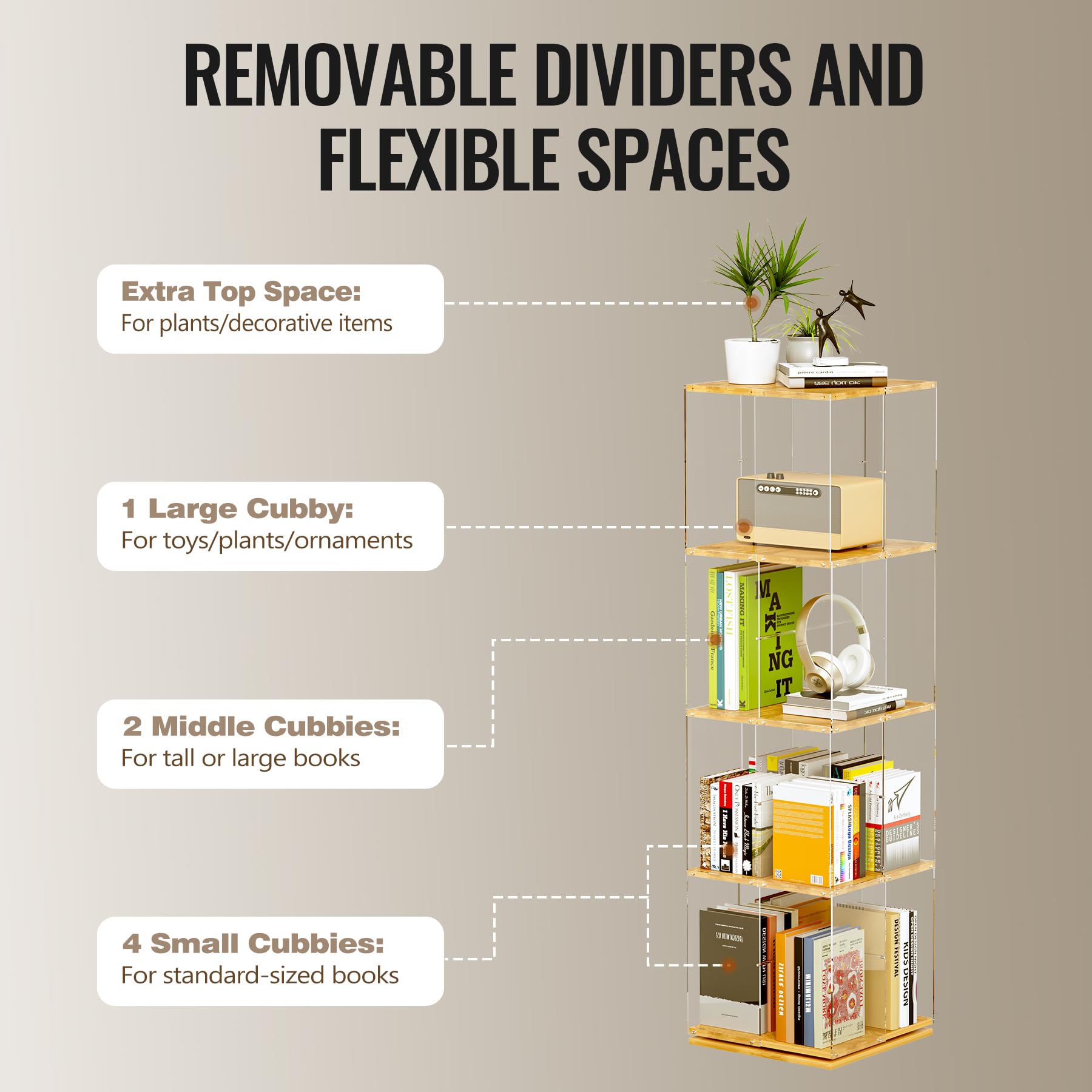 TAKEKIT easy-reach shelves promote quick access to favorite reads