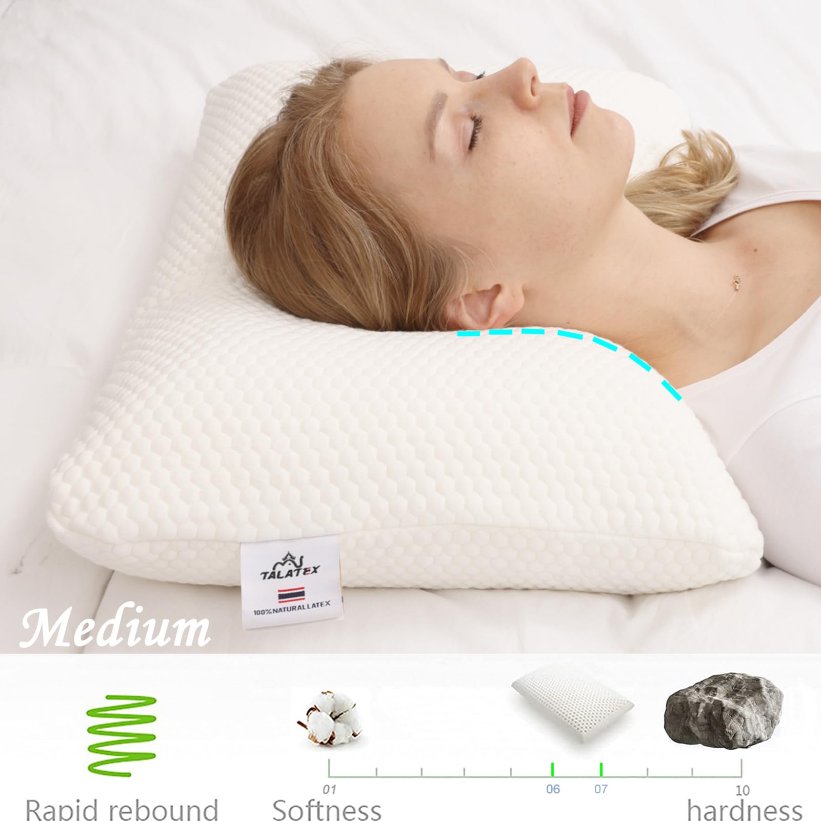 TalatexHome Talalay pillow for side sleepers with customizable firmness.