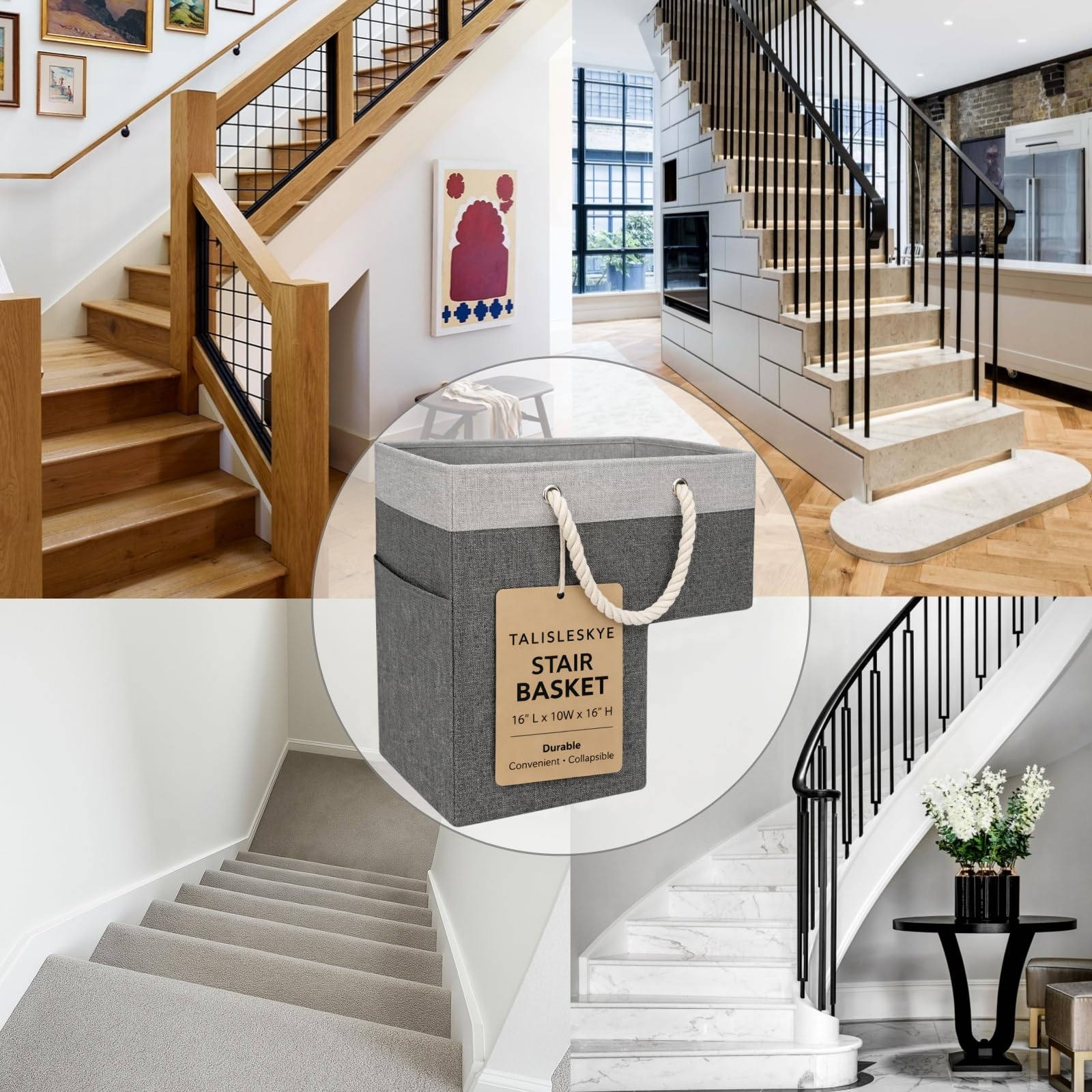 Talisleskye stair basket durable fabric supports daily use