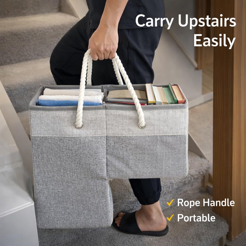 Talisleskye stair basket handles close-up demonstrates sturdy rope carrying option