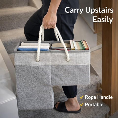 Talisleskye stair basket handles close-up demonstrates sturdy rope carrying option
