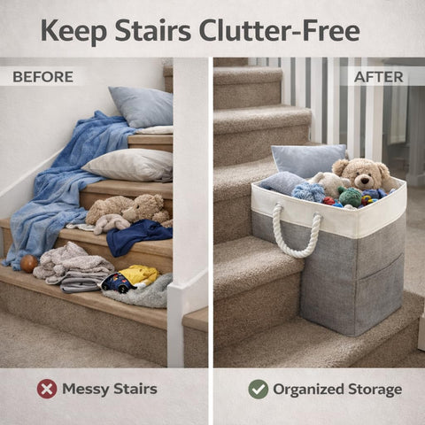 talisleskye stair basket large capacity for books and toys
