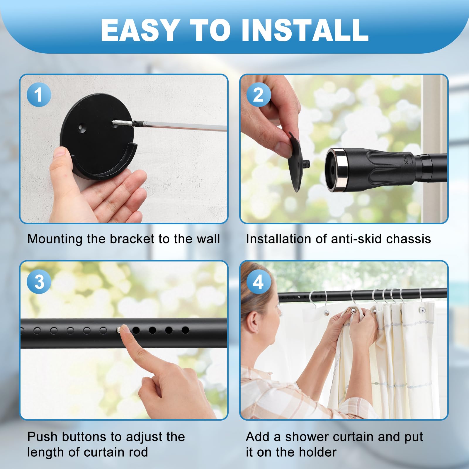 TALITARE multipurpose rod used as curtain, closet, or partition support.