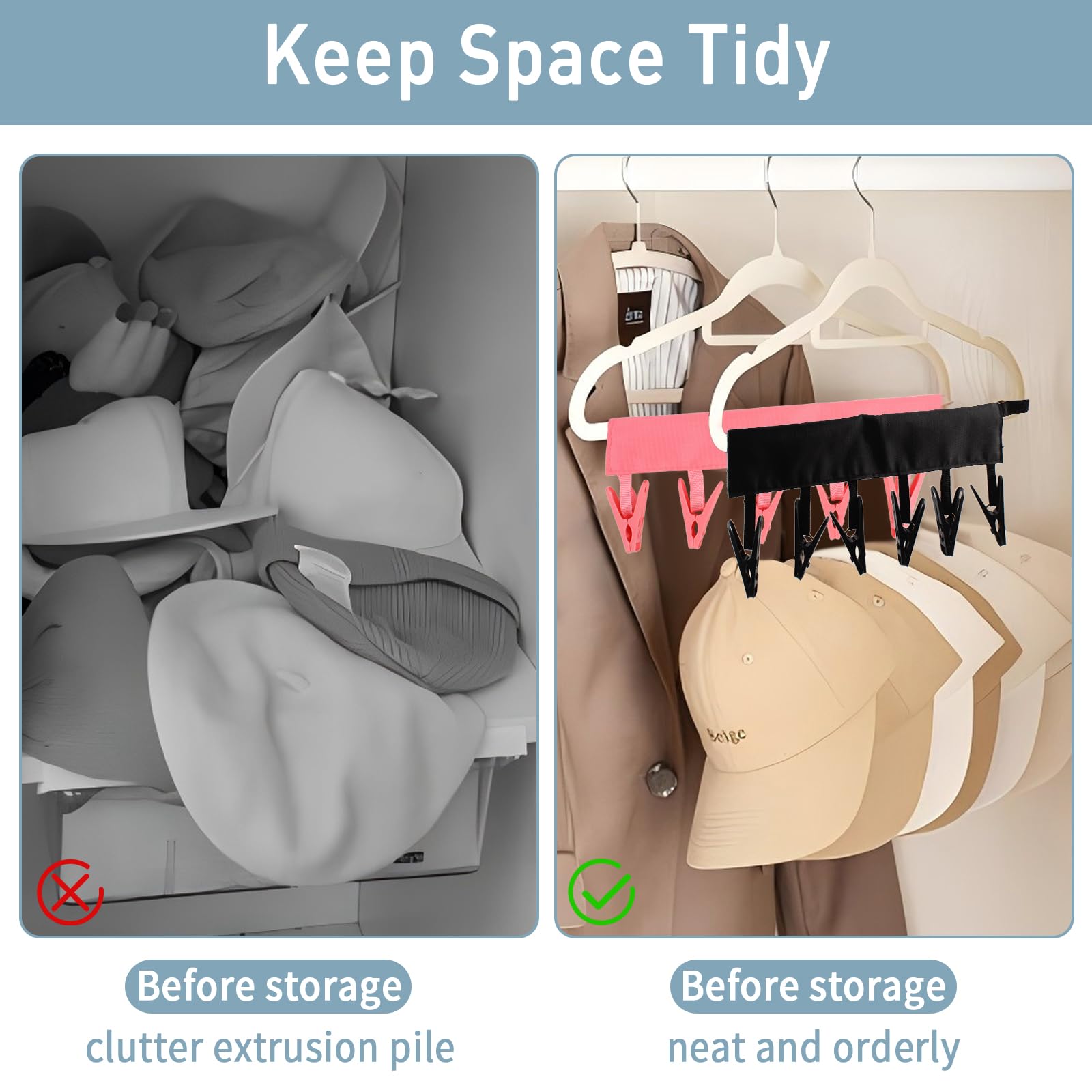 TamBee portable hanger clips tucked in a bag demonstrates portability