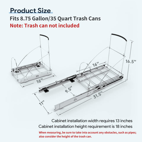 Tanamu chrome heavy-duty trash slider system with smooth bearings.