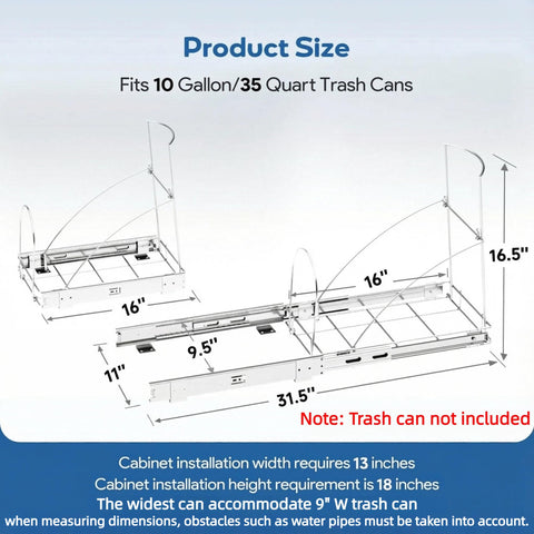Tanamu hidden-under-cabinet design keeps trash out of sight and accessible.