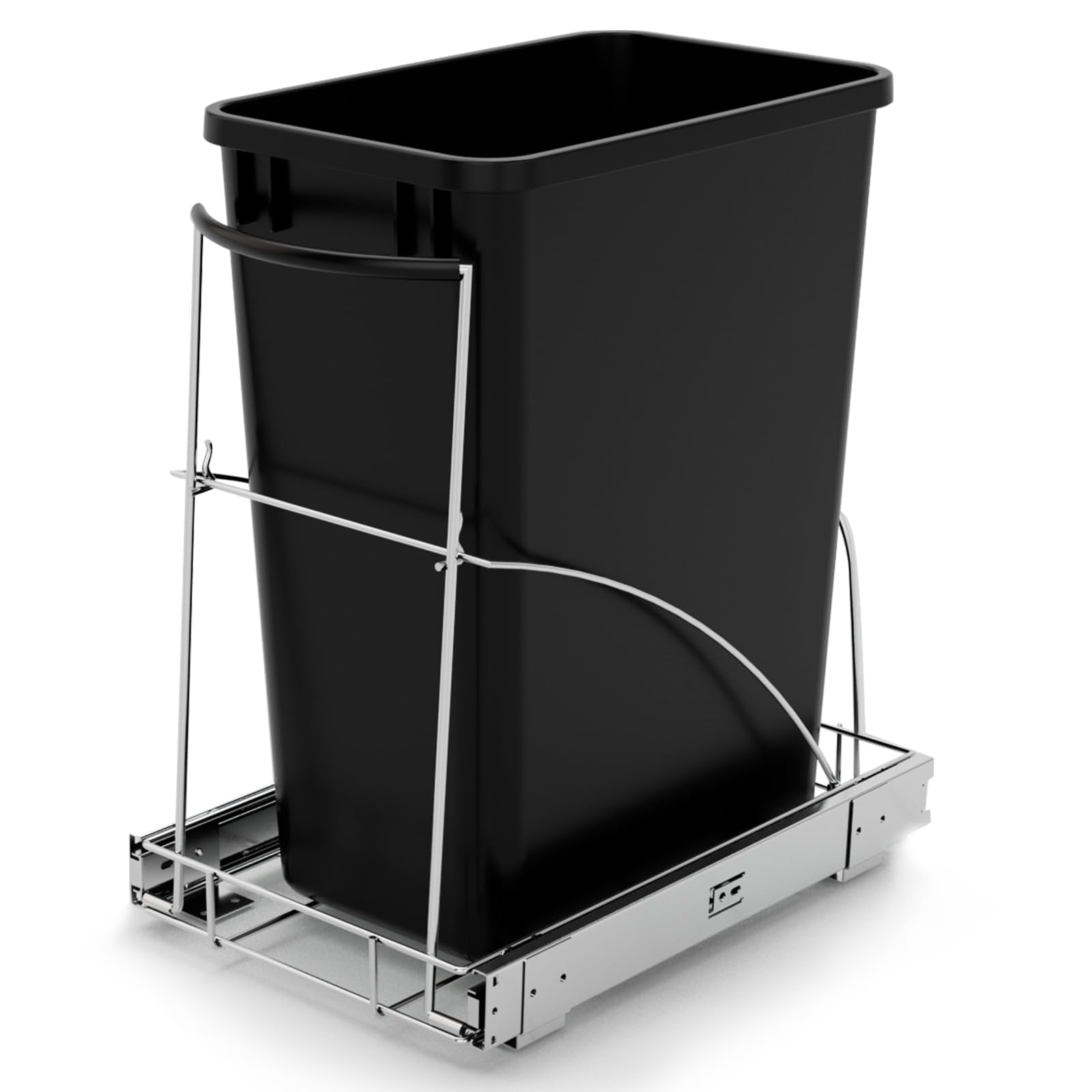 Tanamu pull-out trash can under cabinet for organized kitchen waste.