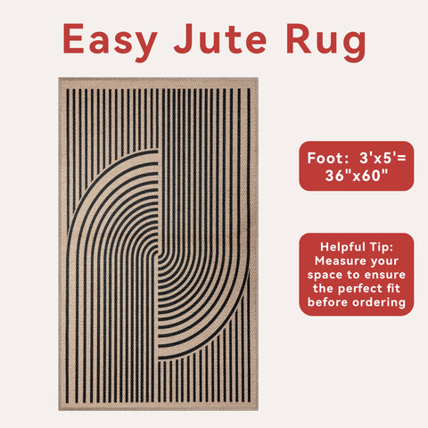 Tangsoo Easy Jute 3x5 rug showing door clearance and ultra-thin profile