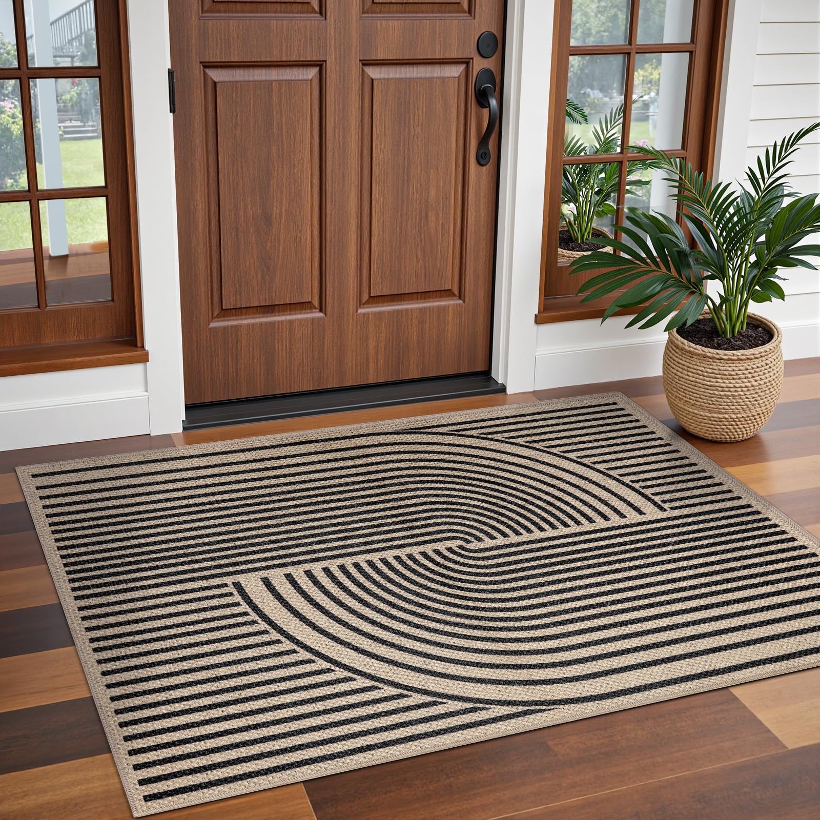 Tangsoo Easy Jute 3x5 rug with non-slip backing on smooth floor