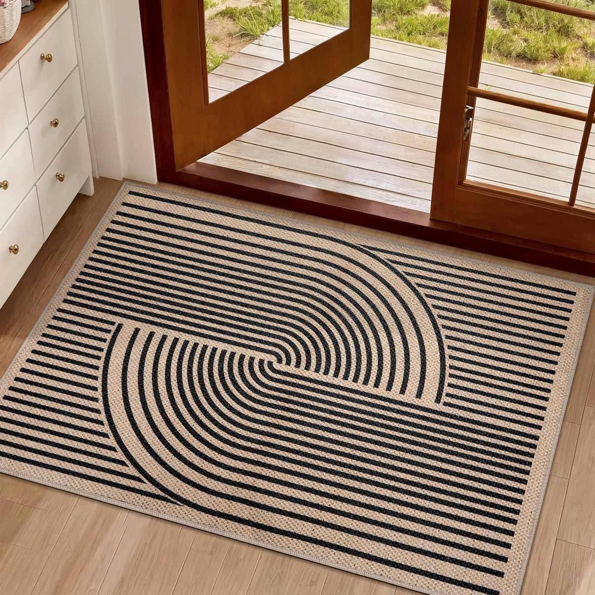 Tangsoo Rainbow Easy Jute Rug for entryways offers durable style.