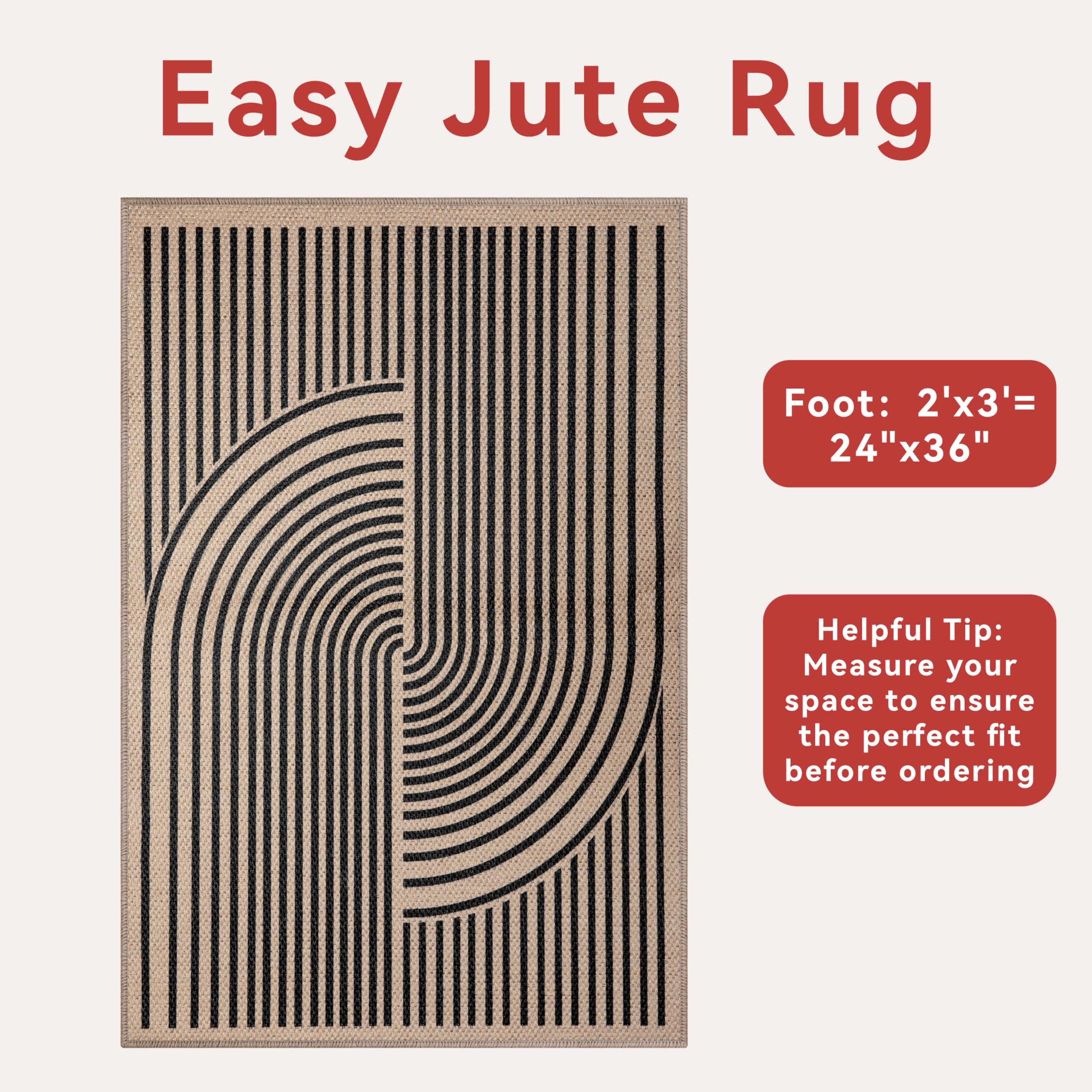 Tangsoo Rainbow Easy Jute Rug crafted from durable polyester fibers.