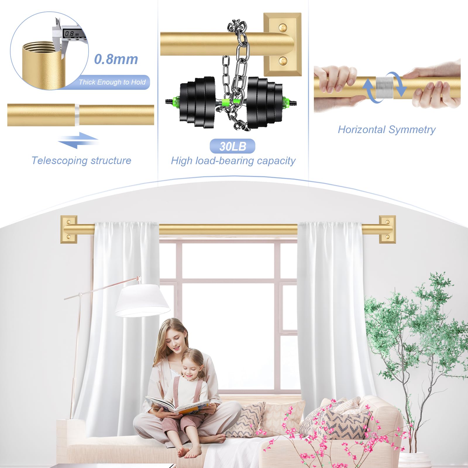 TANGWIN 66-120 inch rod assembly with adjustable length for versatile windows