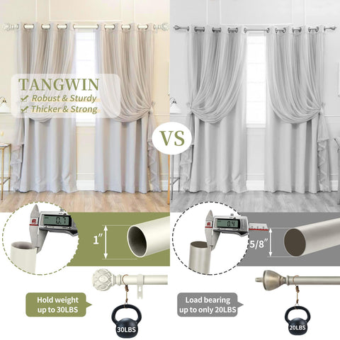 TANGWIN heavy-duty iron curtain rod in antique white finish
