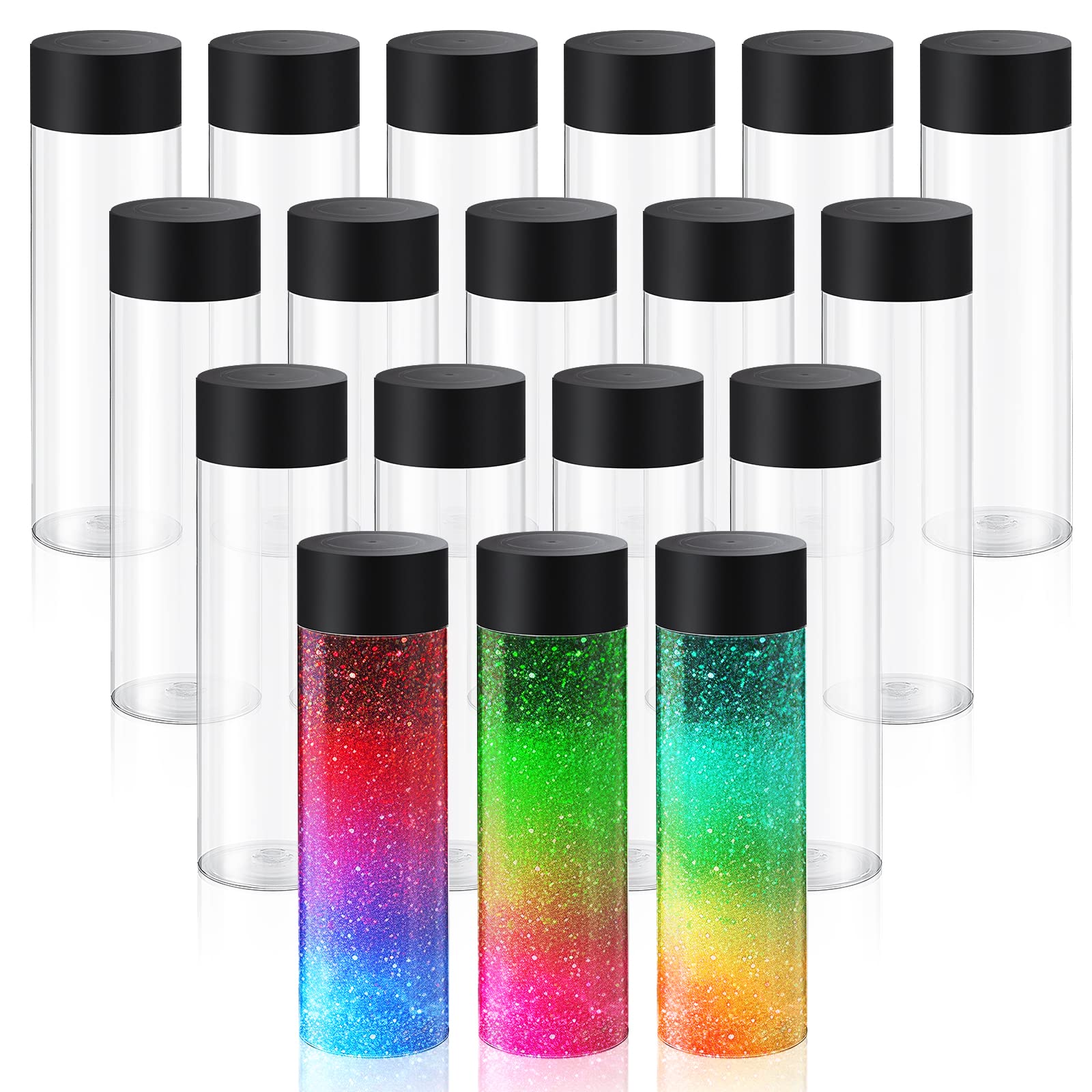 Tanlade 24pc clear bottles with caps for easy storage and travel.