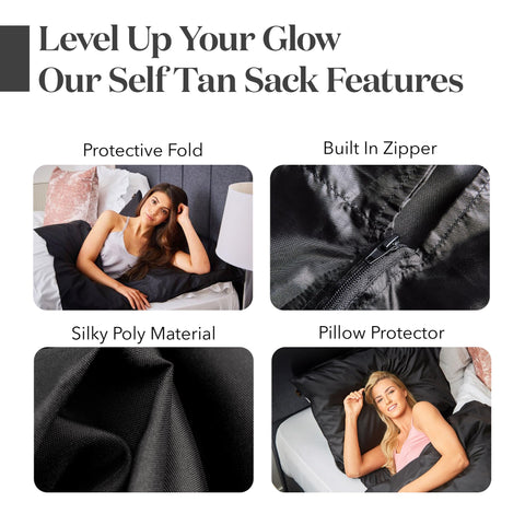 TANNCO self-tan sleep sack laid flat to show breathable material and size flexibility