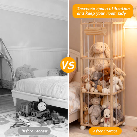 TANONE open cage design provides clear visibility for easy plush maintenance