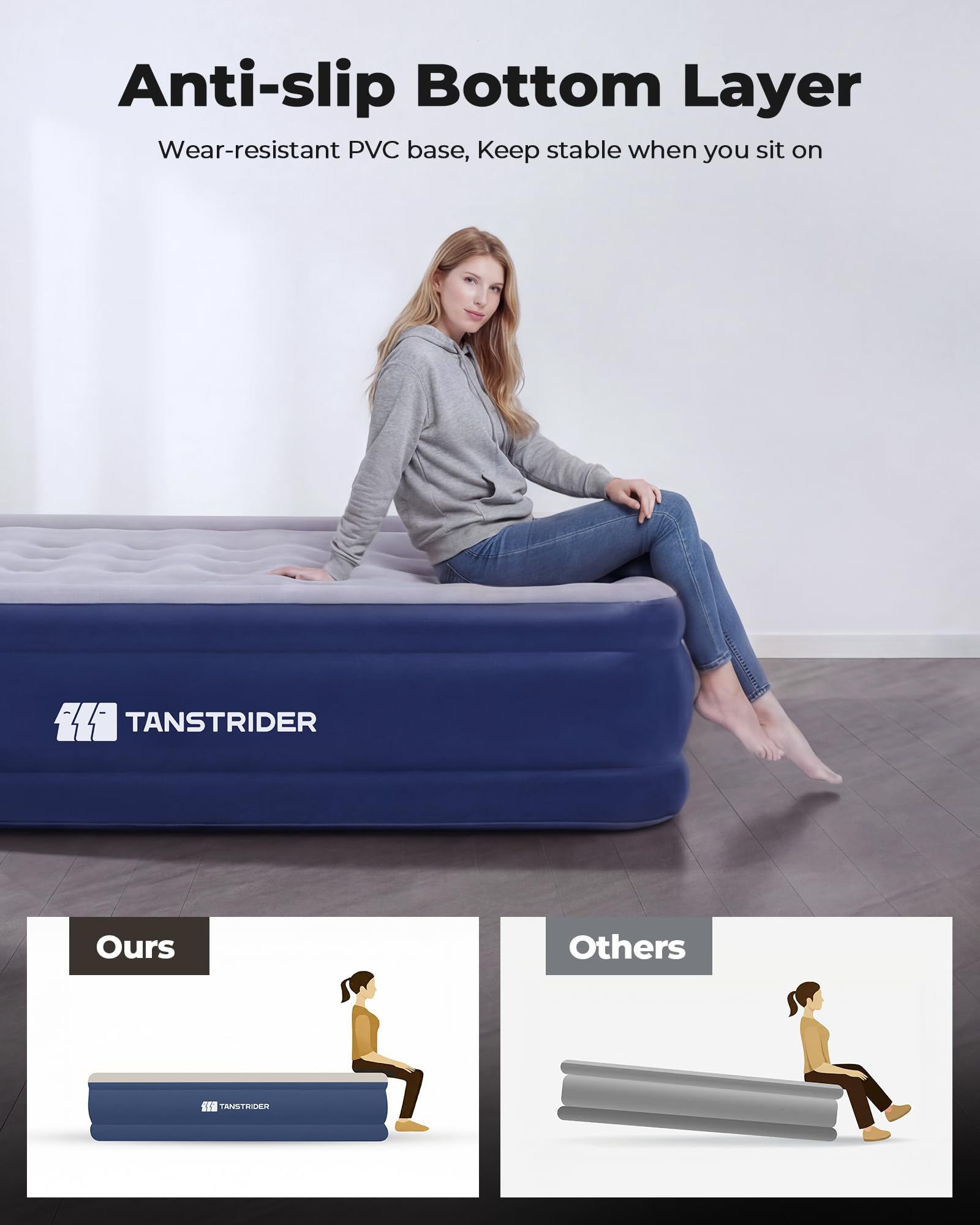 TANSTRIDER waterproof flocked top provides a cozy sleeping surface