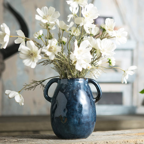 Tanvecle blue vase for dining-table centerpiece with fresh or faux stems.