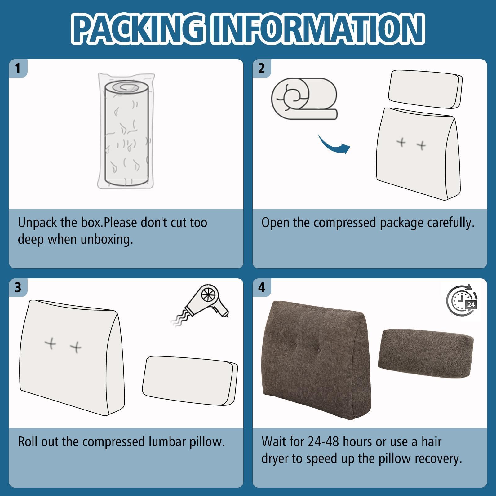 TANYOO 19x16 back pillow fits large seating without gaps.