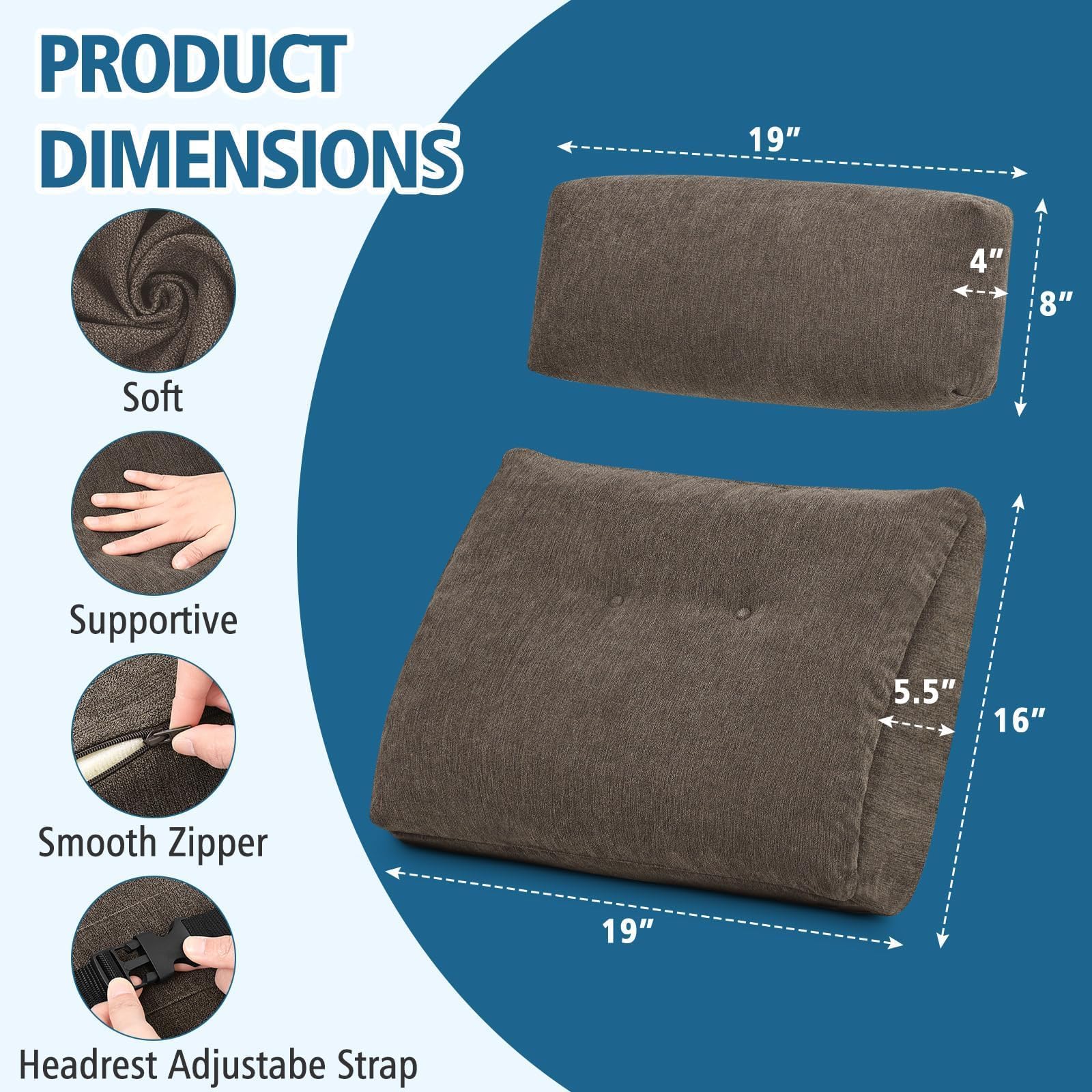 TANYOO large couch back pillow fills deep seating gaps for stable support.