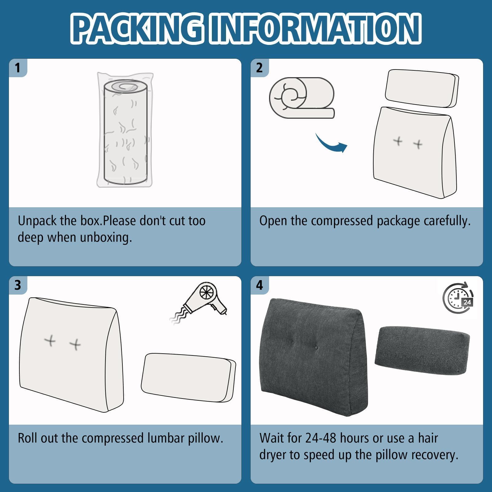 TANYOO vacuum-packed delivery image shows expansion to plush thickness after opening.