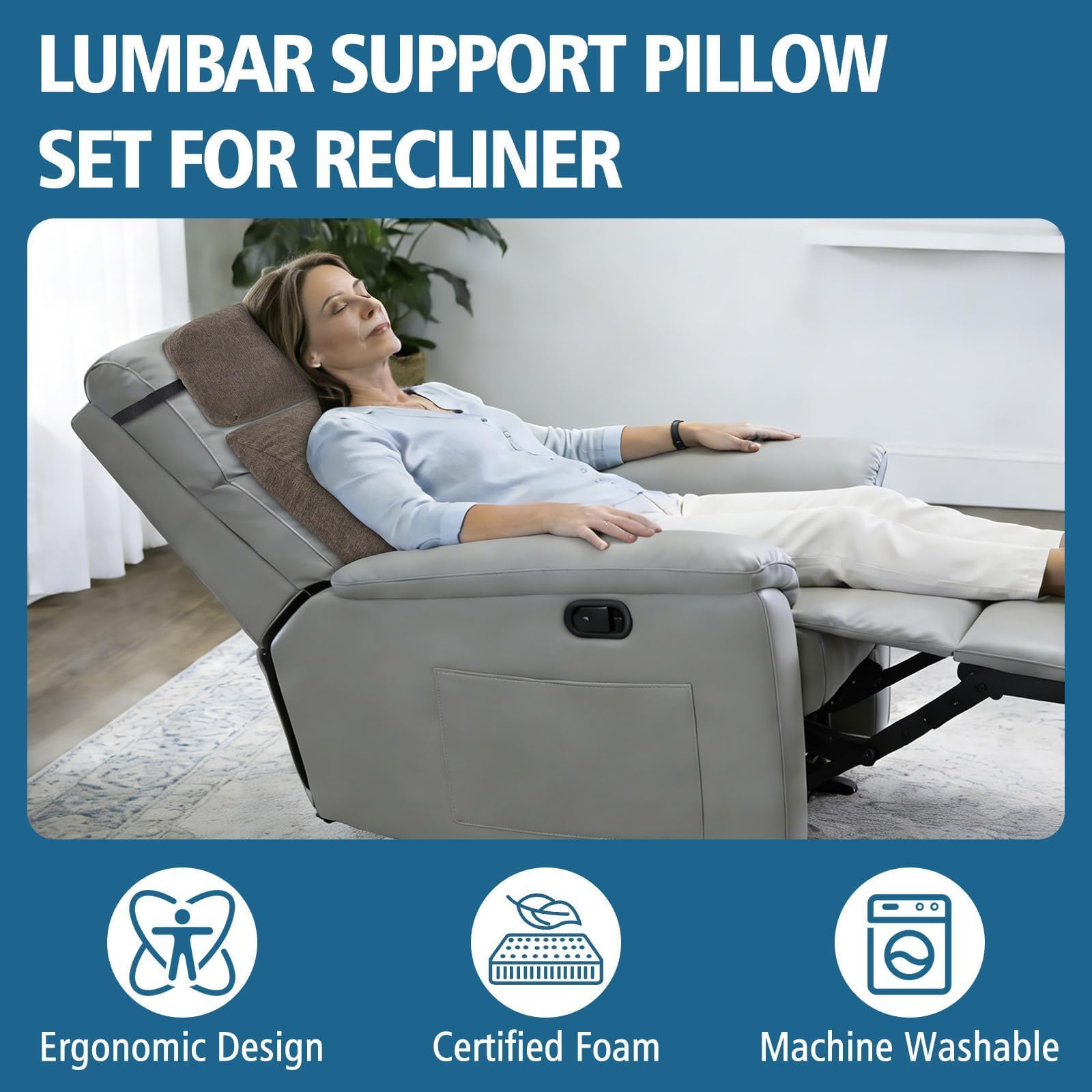TANYOO zero-sliding back pillow stays put during long sessions.