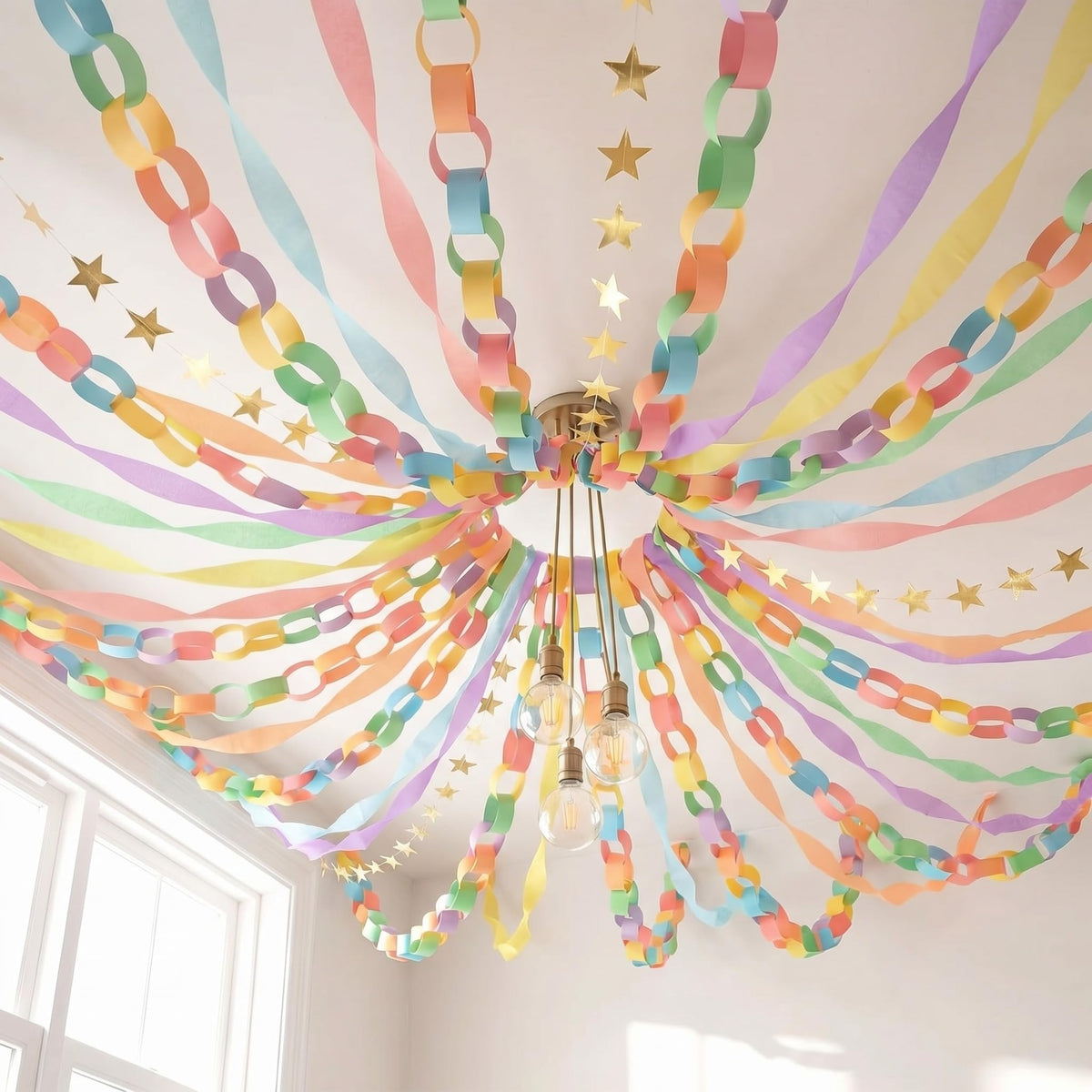 TaoBary pastel crepe streamers for vibrant ceiling decor and photo-ready celebrations.