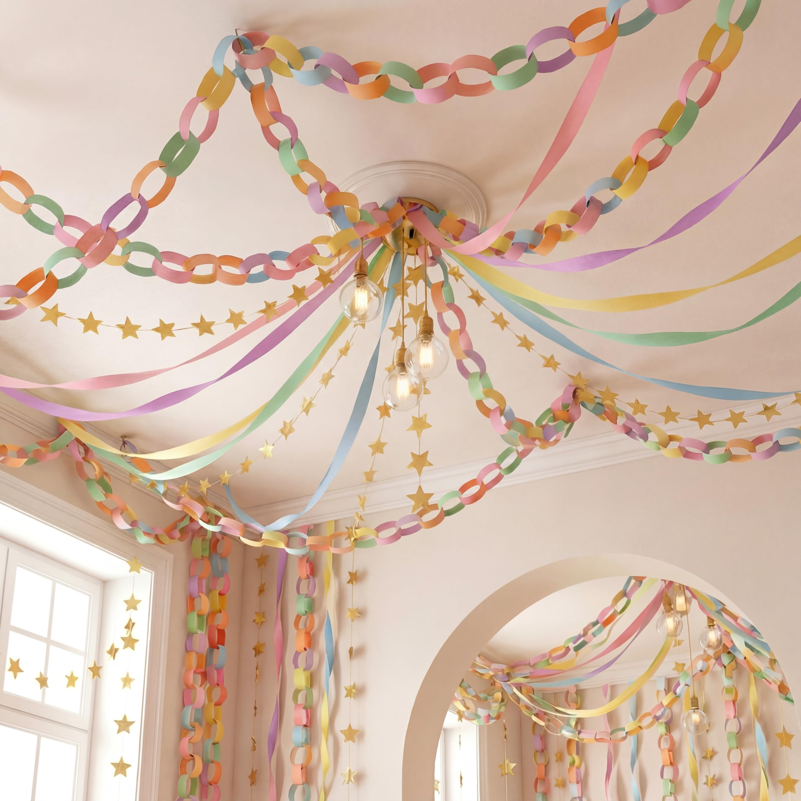 TaoBary pastel paper chain garland adds colorful backdrop for any event.