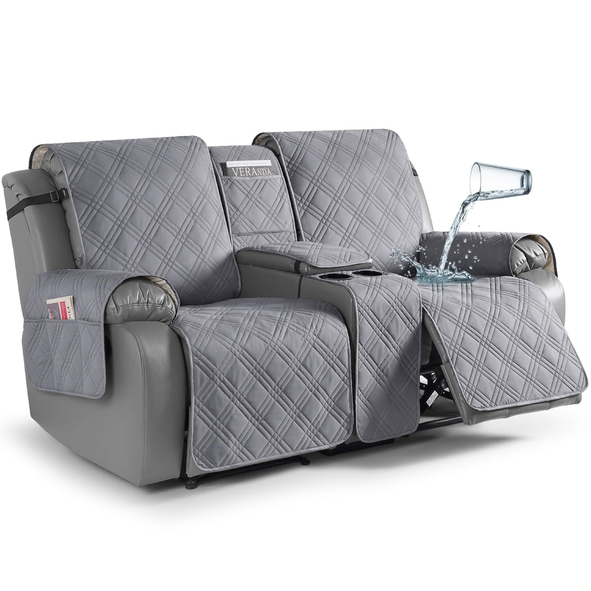 TAOCOCO center-console loveseat recliner cover protects the sofa from spills.