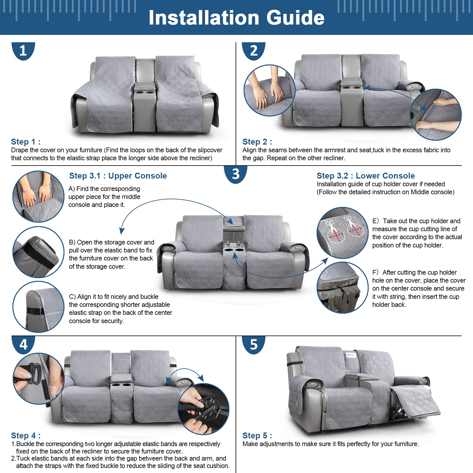 TAOCOCO secure-fit design reduces shifting on leather and fabric sofas.