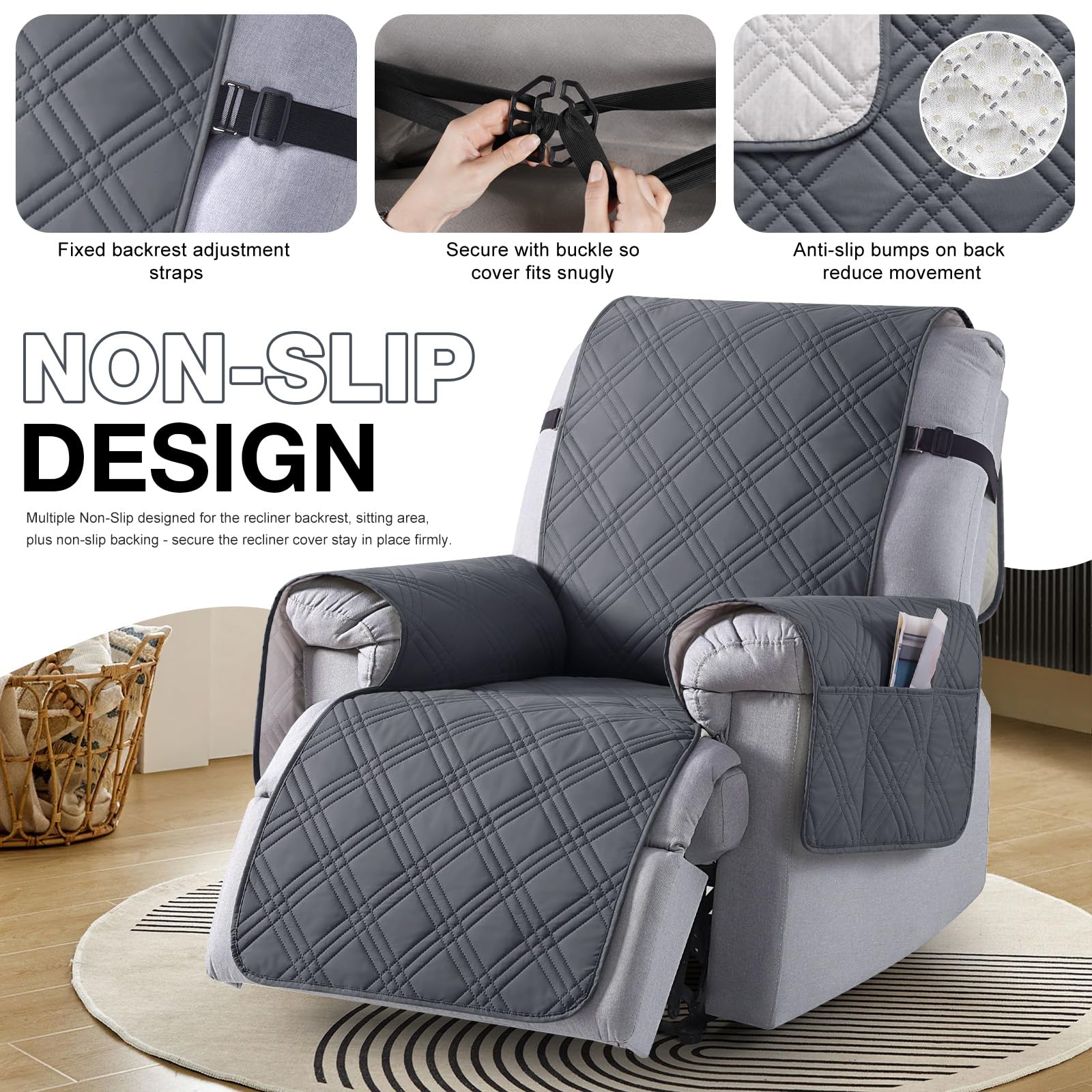 TAOCOCO pet-friendly recliner cover suitable for kids and pets