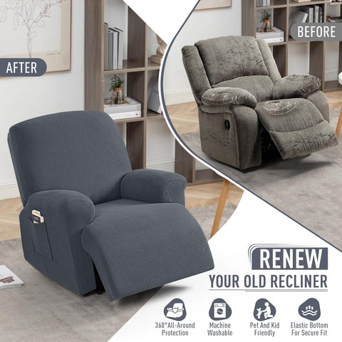 TAOCOCO recliner cover elastic-bottom-strap keeps slipcover anchored during daily use