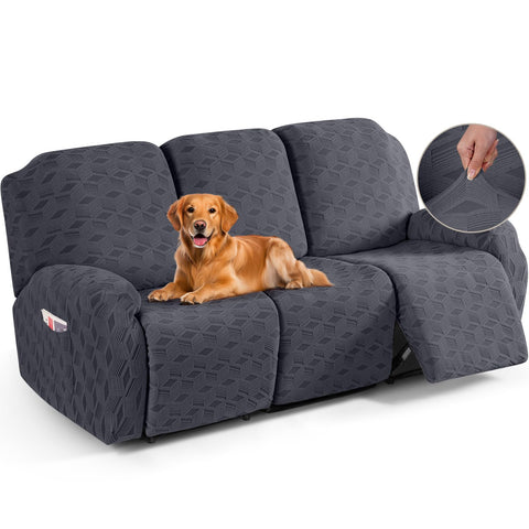 TAOCOCO recliner cover with jacquard pattern protects from pet hair.