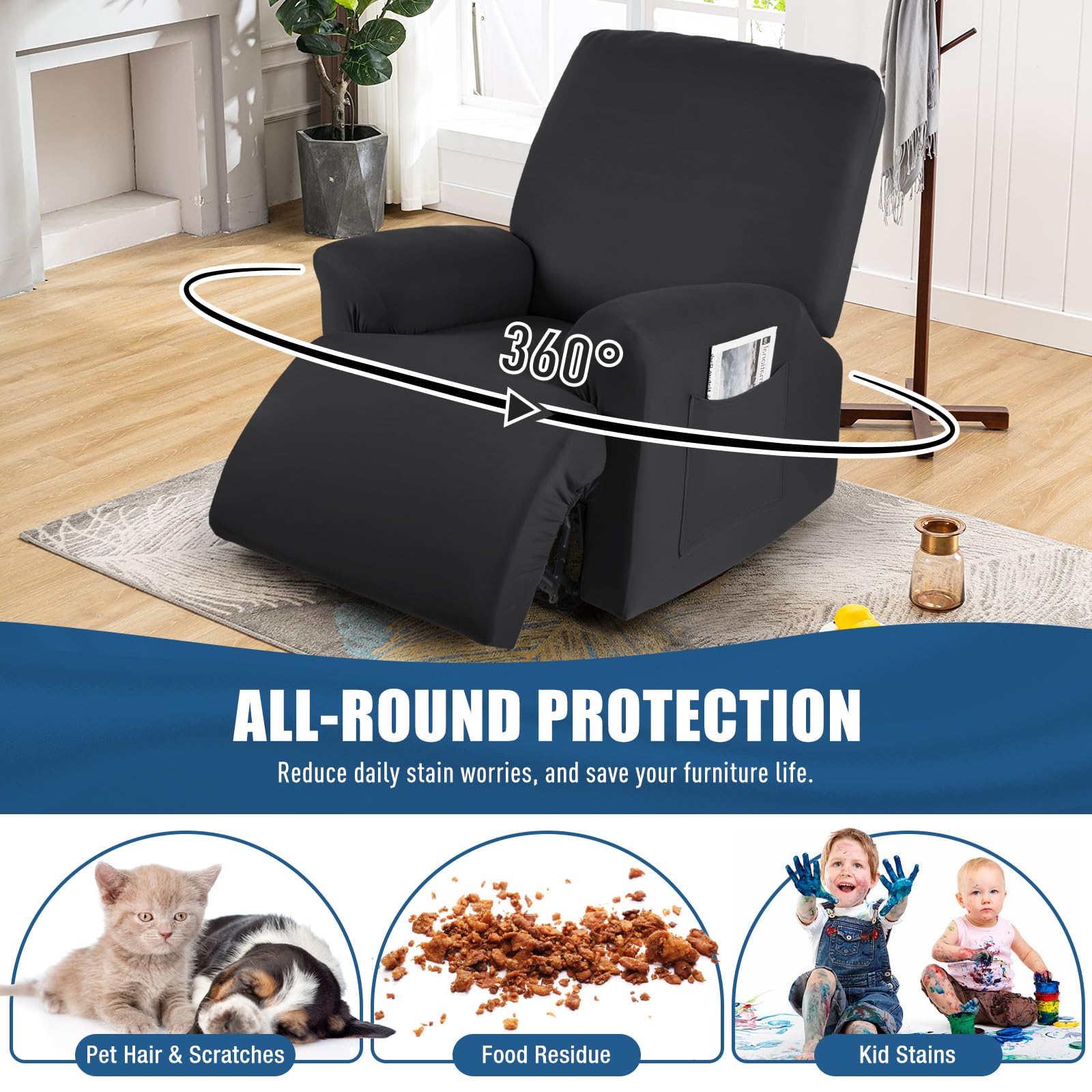 TAOCOCO recliner cover is machine washable for easy maintenance.