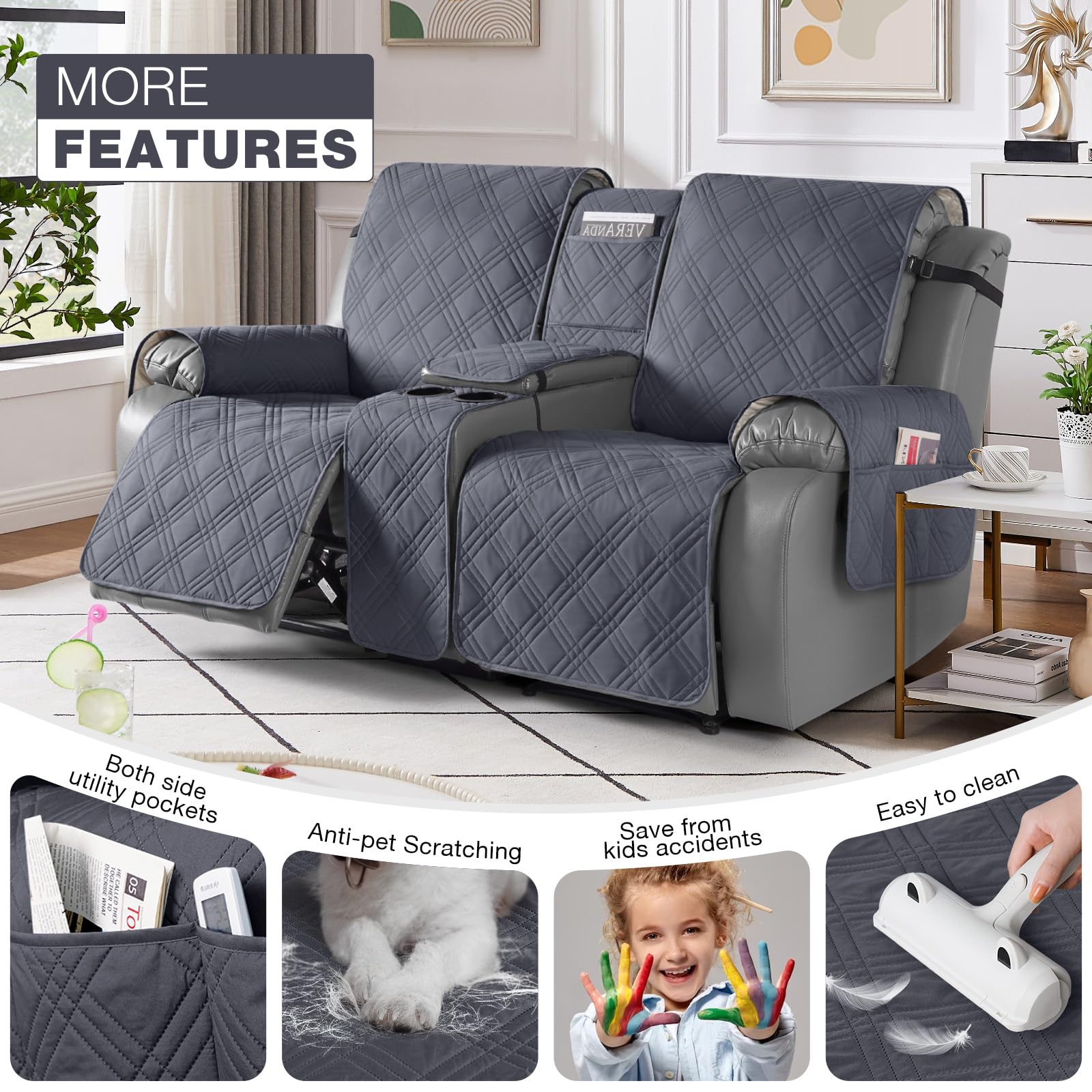 TAOCOCO recliner cover with non-slip elastic straps securing the seat.