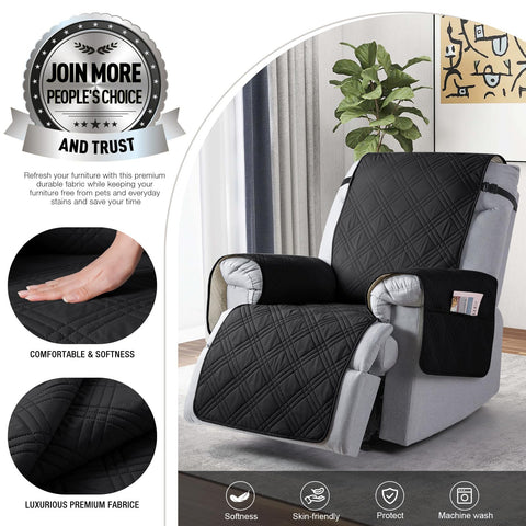 TAOCOCO recliner cover with pocket shown in side view for convenient storage.