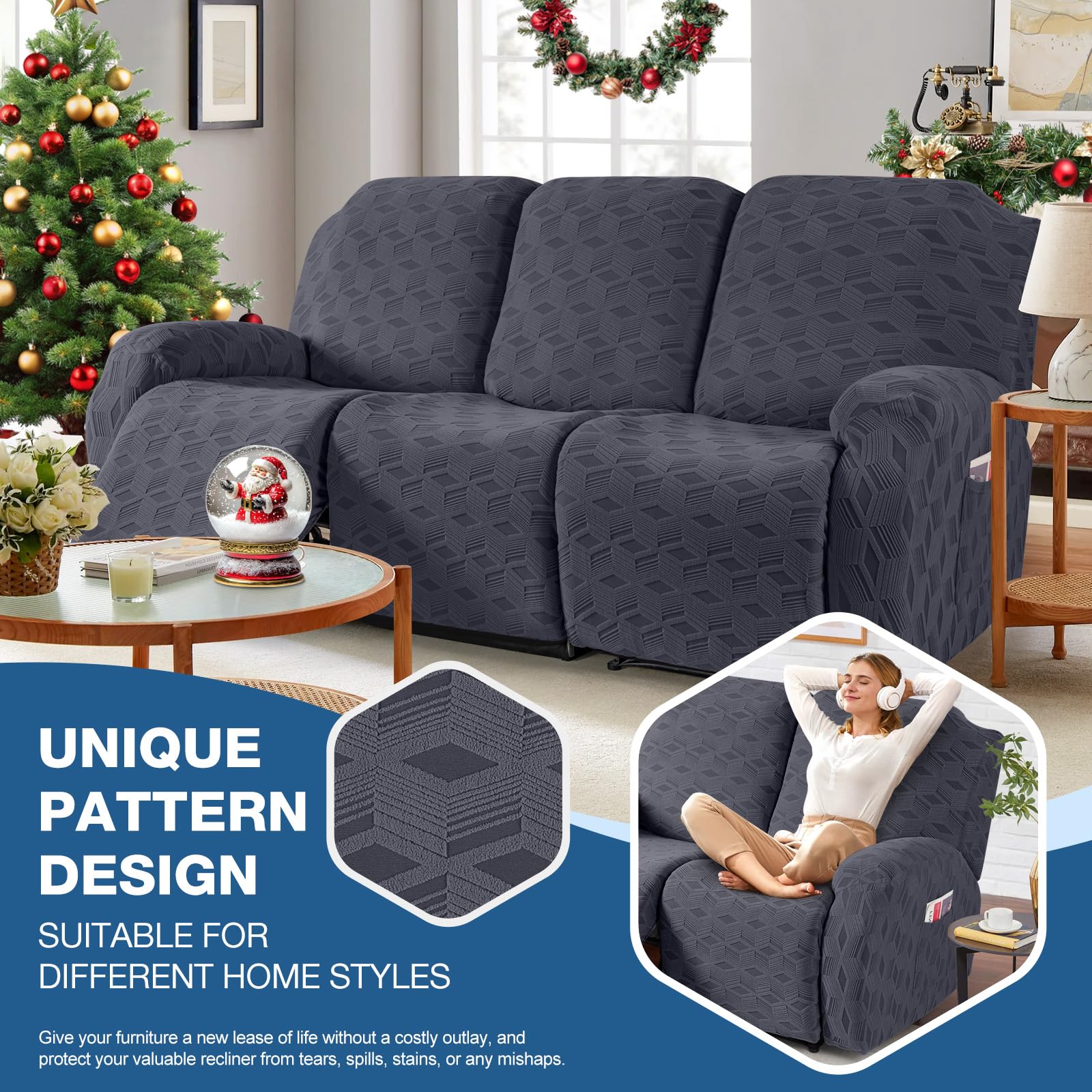 TAOCOCO recliner cover with pocket storage for remotes.