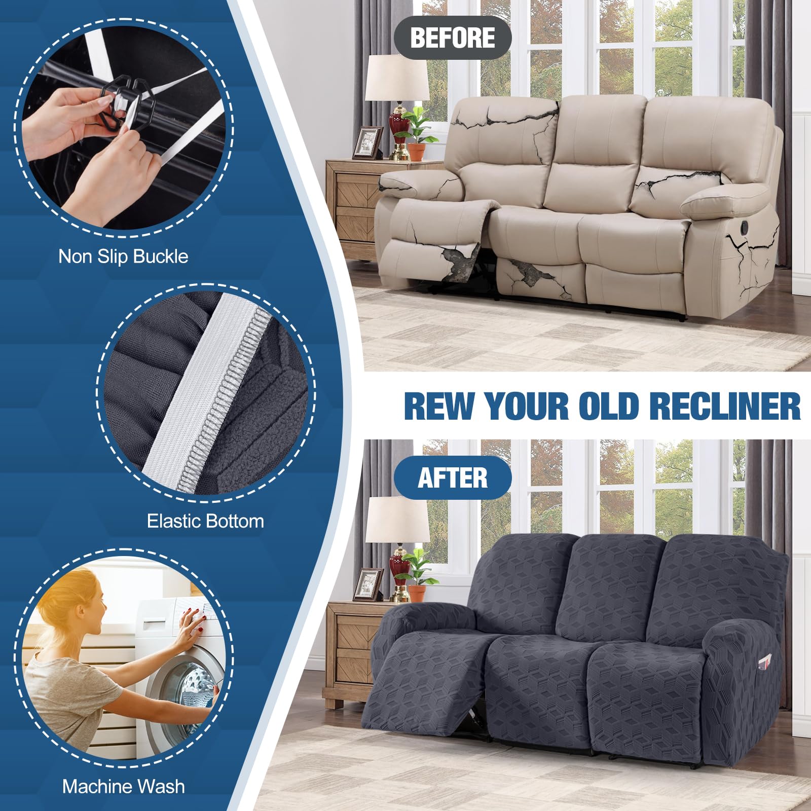 TAOCOCO recliner cover soft fabric enhances comfort.