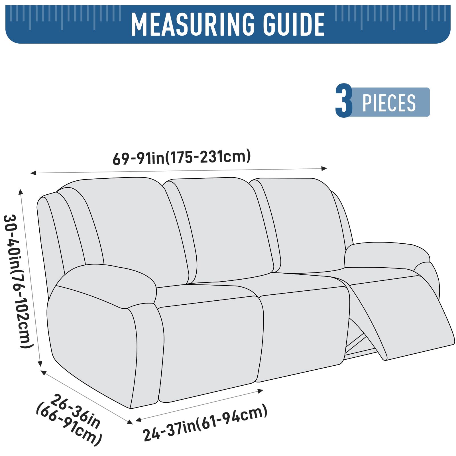 TAOCOCO recliner cover three-seater fit keeps the sofa protected.