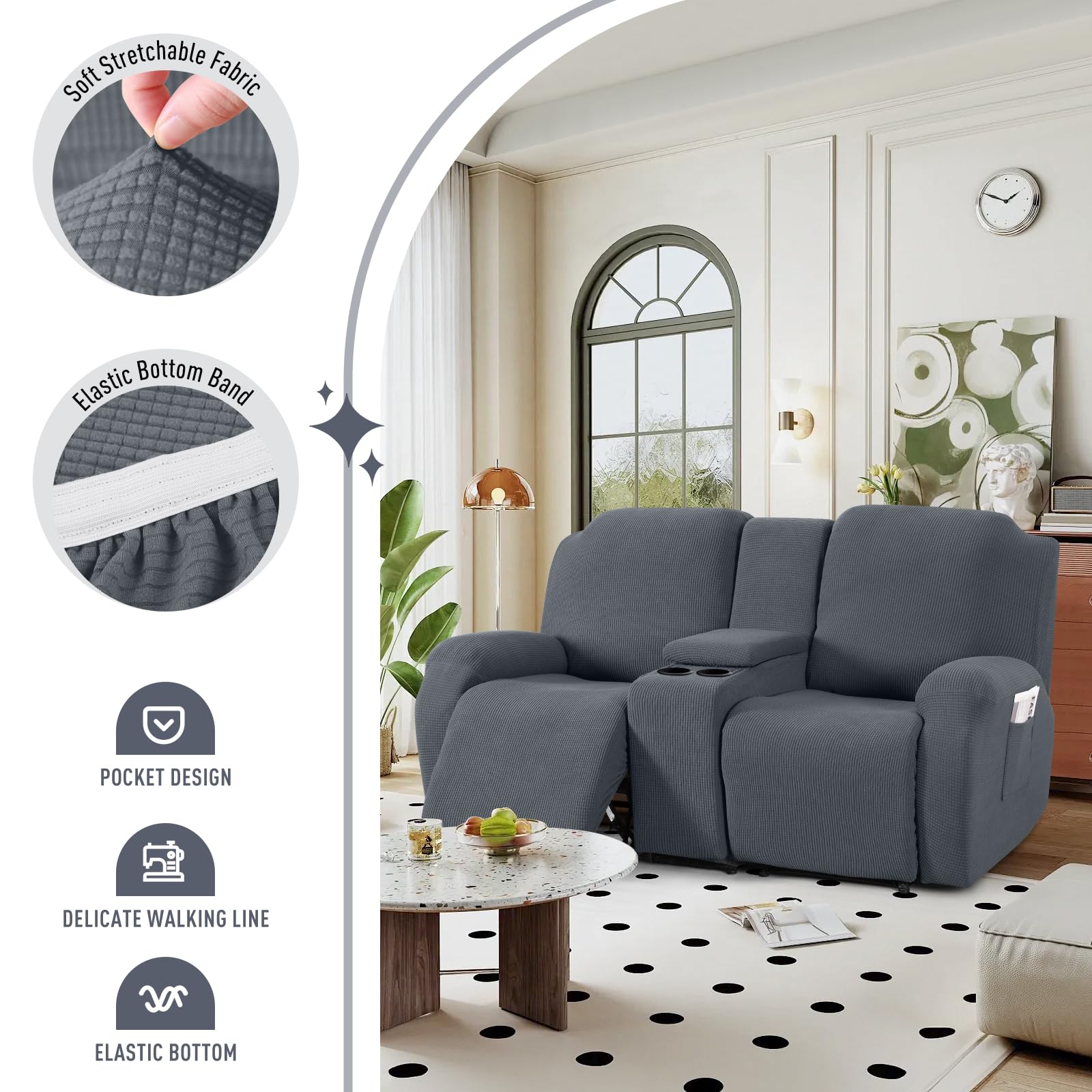 TAOCOCO Recliner cover uses bottom elastic band for a non-slip fit.