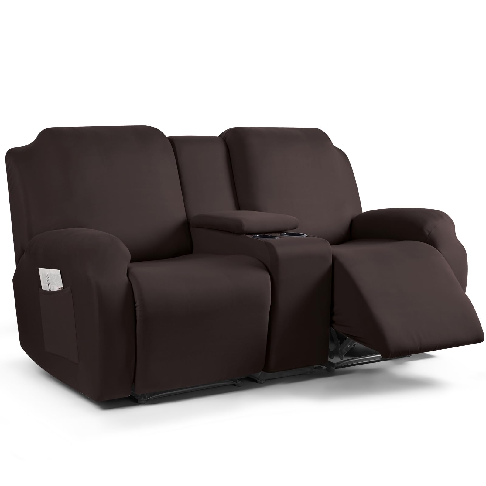 TAOCOCO recliner slipcover in coffee for 2-seat use, protects fabric and refreshes style.