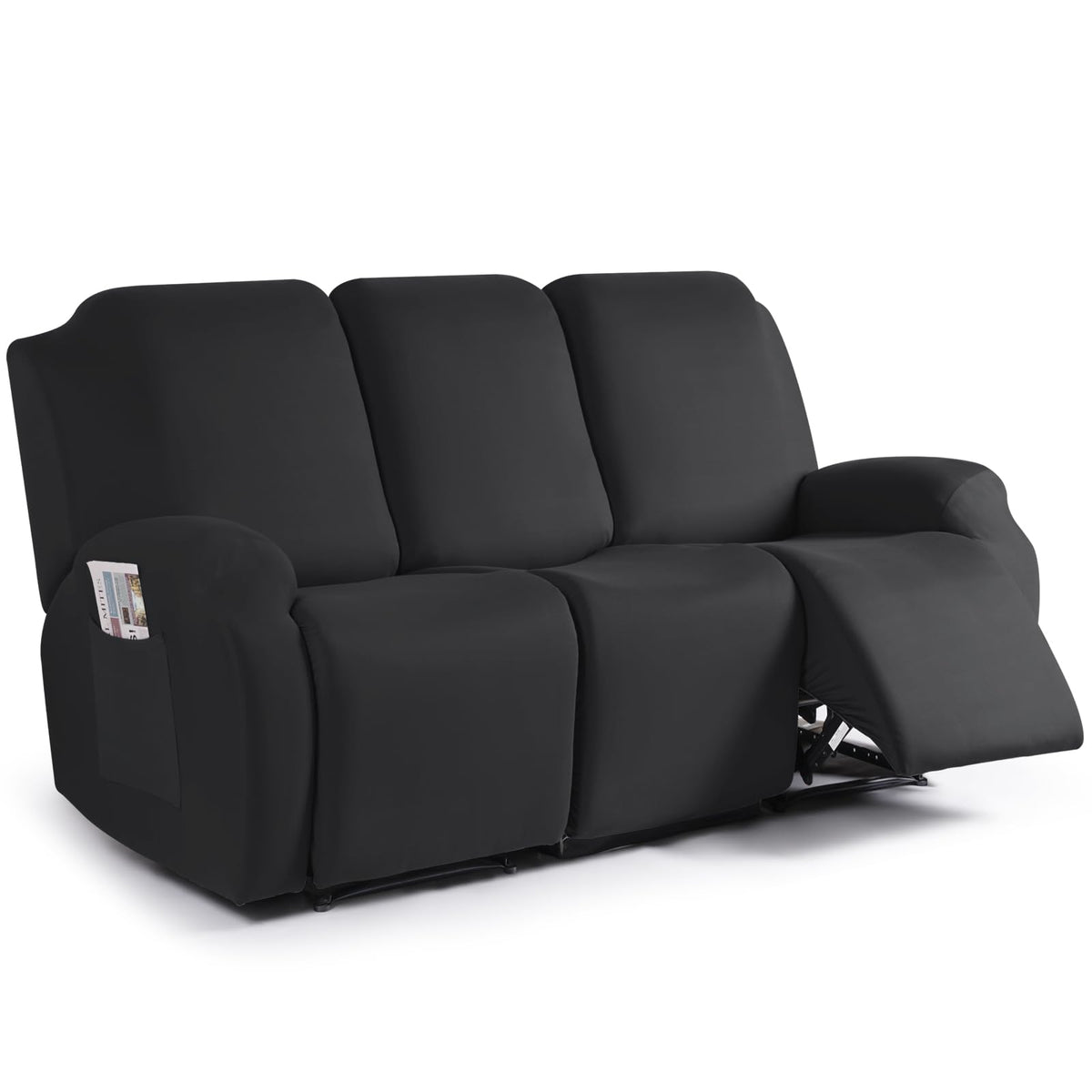 TAOCOCO recliner slipcover front view shows snug fit over a 3-seat couch for protection