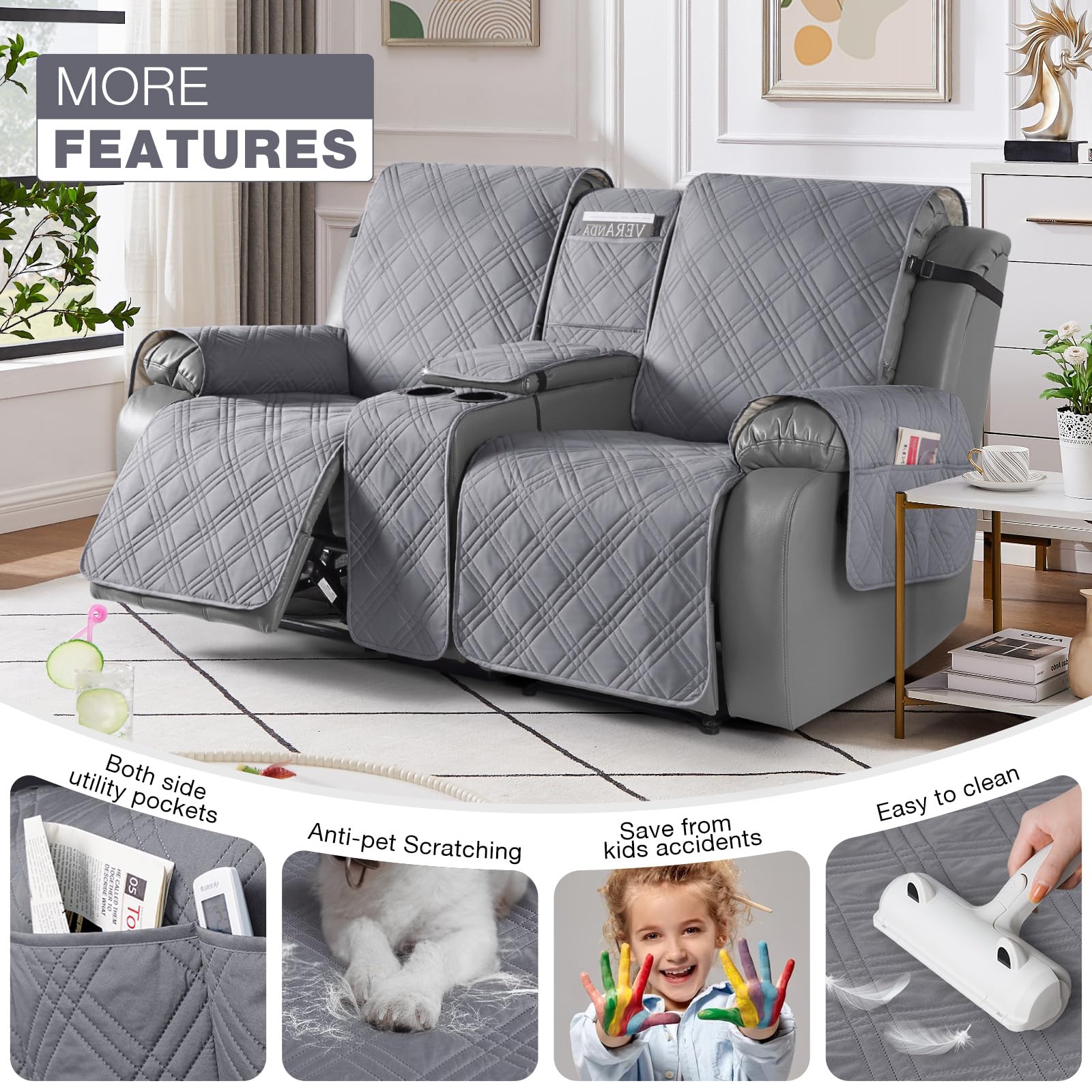 TAOCOCO slipcover with straps and buckles minimizes sliding on furniture.