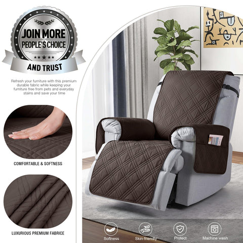 TAOCOCO recliner slipcover with straps minimizes shifting on upholstery.