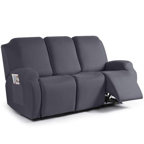 TAOCOCO recliner slipcover on a 3-seat sofa in dark gray for protection and style