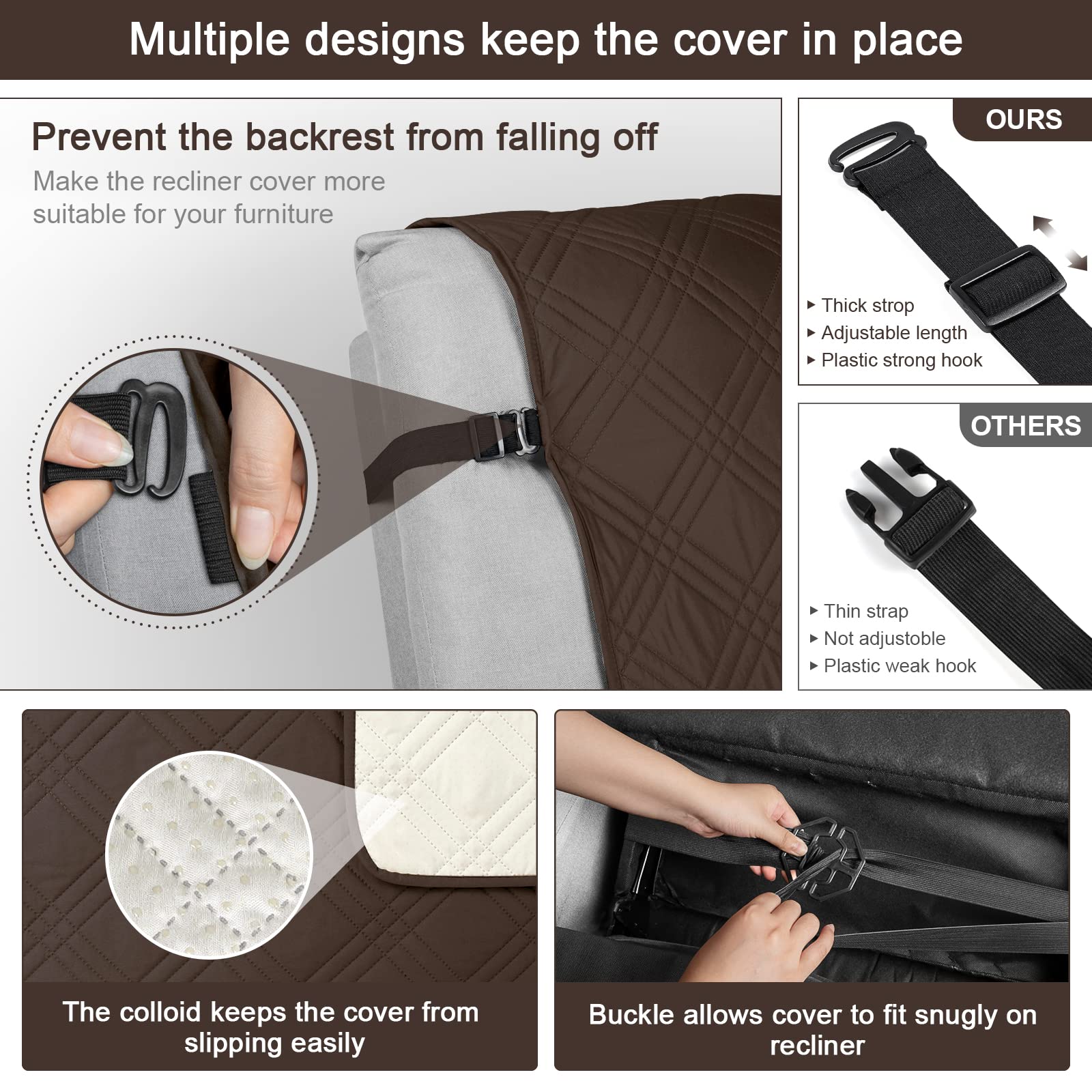 TAOCOCO 23.6-inch size recliner cover guards your chair from stains.