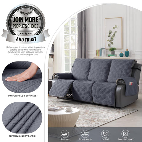 TAOCOCO three-piece slipcover showing easy assembly for recliners