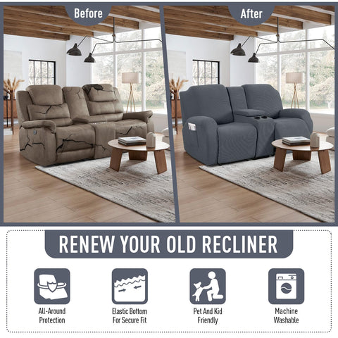 TAOCOCO Two-seat slipcover fits most 65–80 inch recliners.