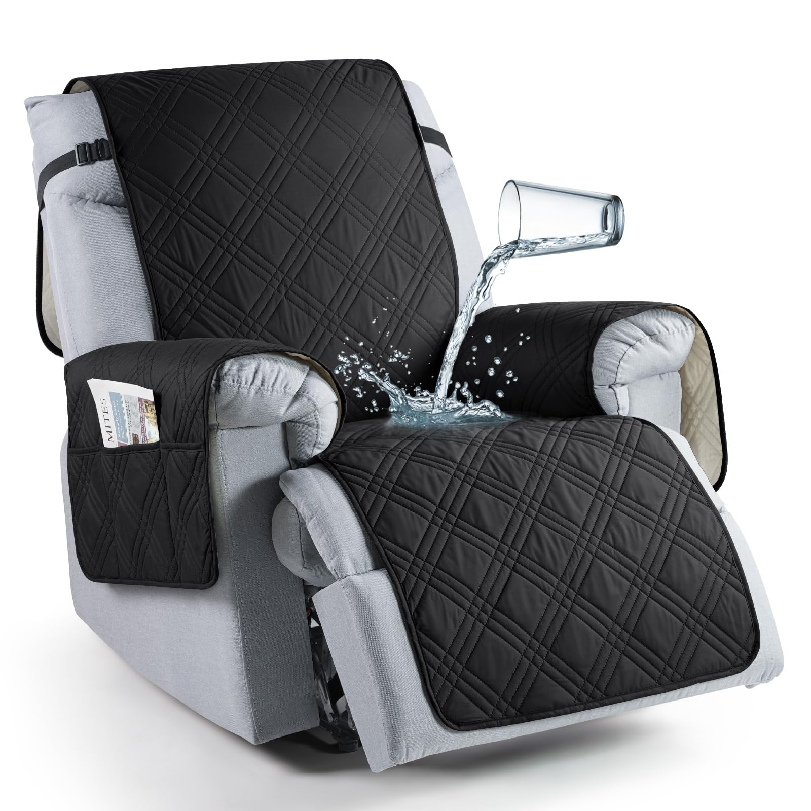 TAOCOCO waterproof recliner cover viewed from the top for reliable spill protection.