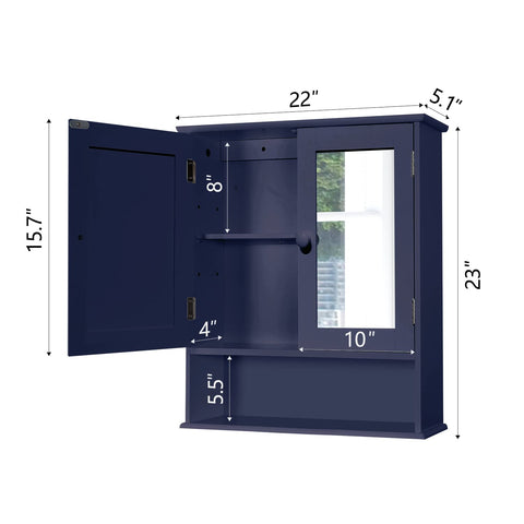 TaoHFE blue medicine cabinet with waterproof finish suitable for bathrooms.